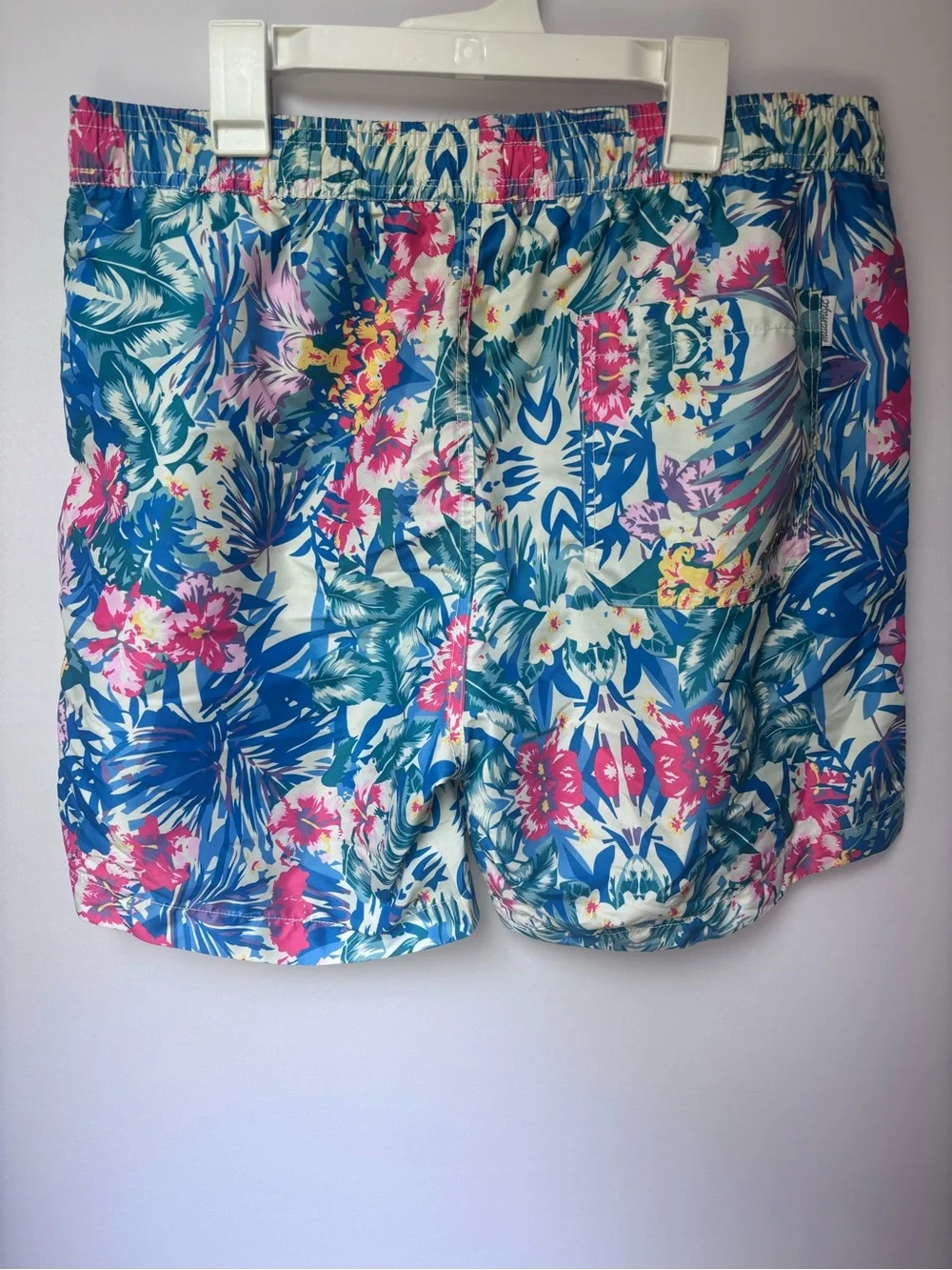 Brand New Men's Tropical Floral Swim Trunks - Blue & Pink